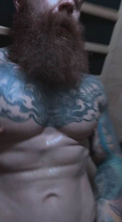 abs beard muscles nsfw solo tattoo gif