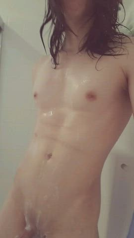 big dick cock cock worship daddy naked shower tease thick cock massive-cock gif