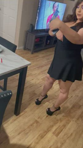 I always make sure my heels are on with a short dress while I’m doing lines