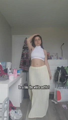 big tits bouncing tits braless brunette hairy hairy armpits natural tits sheer clothes