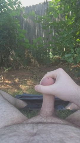 Cumshot in my backyard