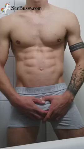 balls big dick cock homemade muscles tattoo gif