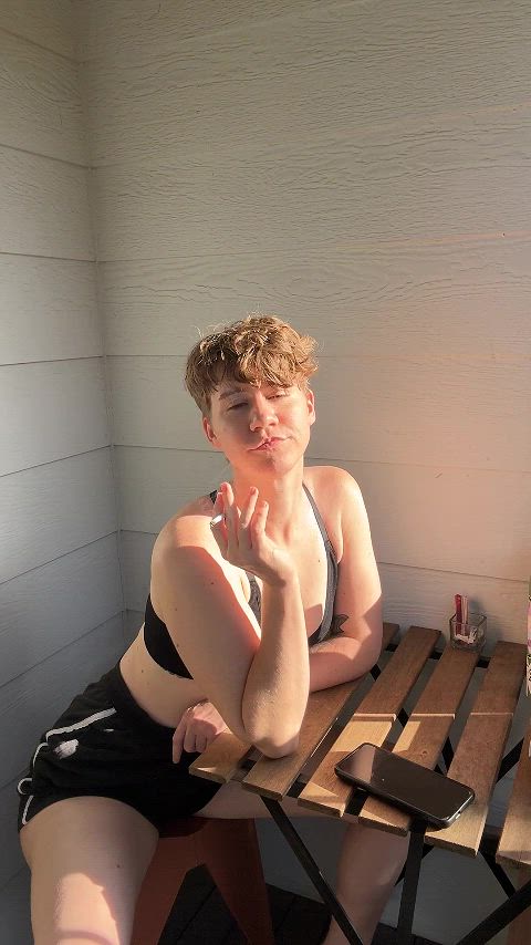 boi short hair smoking short-hair-chicks solo gif