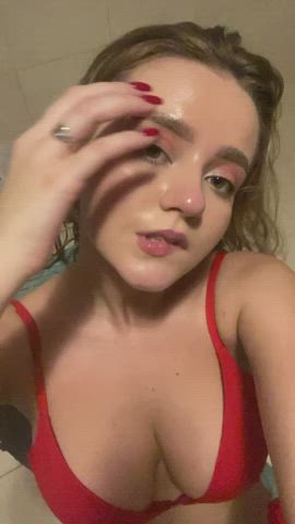 blonde bra brown eyes cute girlfriend lips nails natural tits smile gif