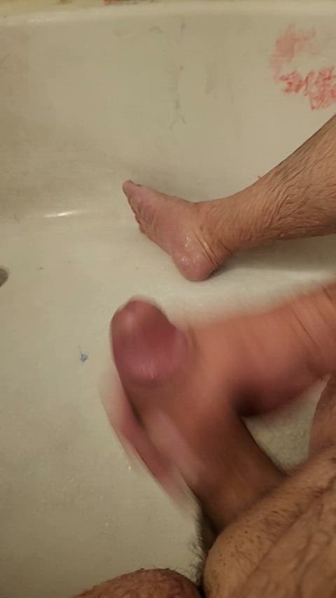amateur big dick cock cum cumshot dad homemade jerk off masturbating gif