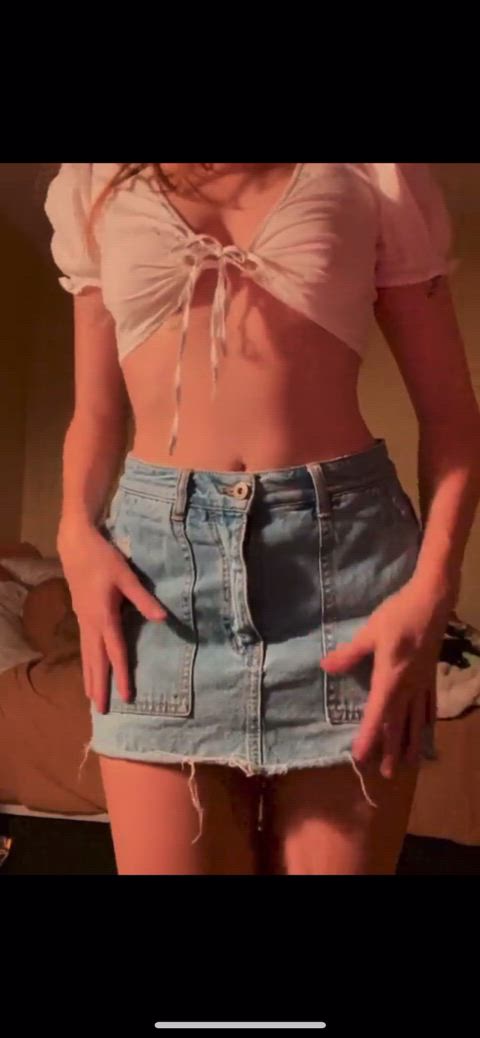 braless cute onlyfans sexy skirt strip tease teasing white girl adorable-porn gif