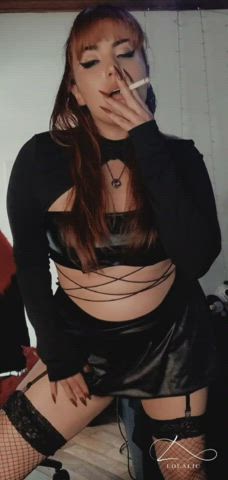 alt cute fetish goth nerd smoking solo gif