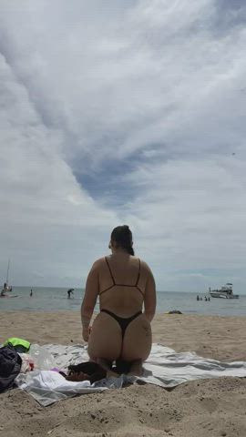beach exhibitionist pawg thong voyeur gif