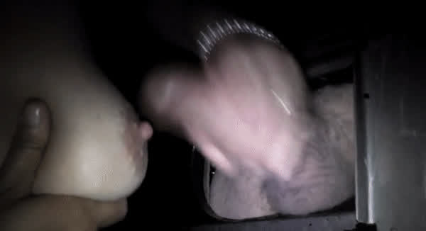 cum on tits cumshot glory hole handjob gif