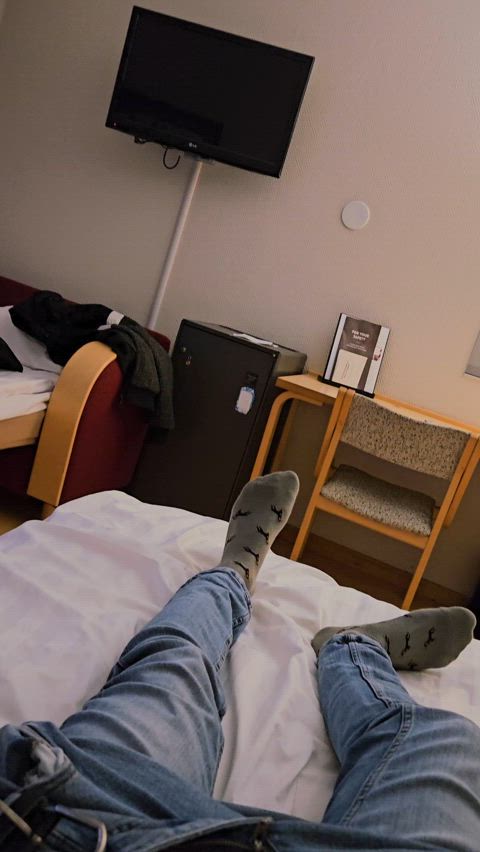big dick cock gay hotel jeans precum solo gif