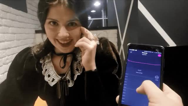 Lovense Lush Play in restaurant