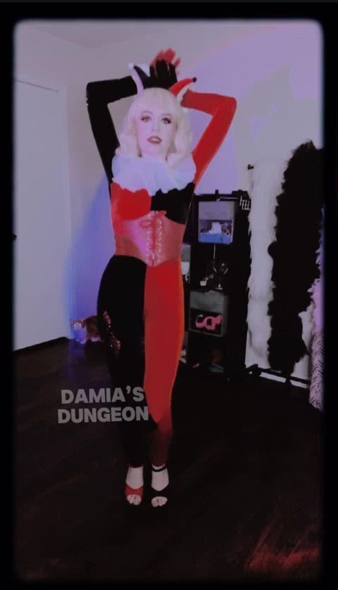 ass cosplay harley quinn homemade nude pale petite small nipples small tits gif