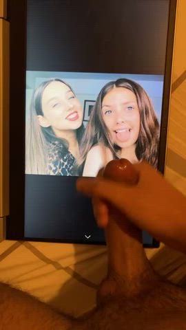 babes brunette cum cumshot double cumshot friends tribute gif