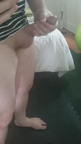 Releasing my thick dick load on a mirror