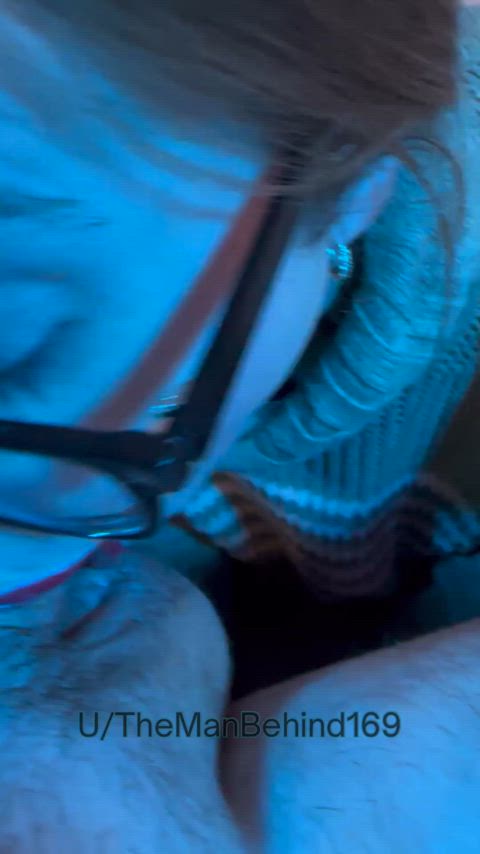 When you realize that warm feeling is her tongue sliding up your ball sack and cock