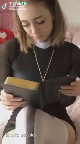 cute masturbating nun pussy tiktok gif