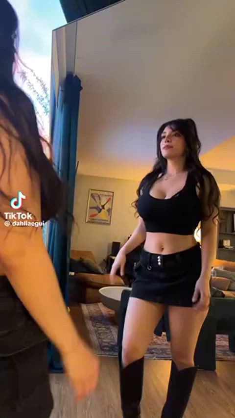 big tits boots thighs fit-girls just-boobs gif