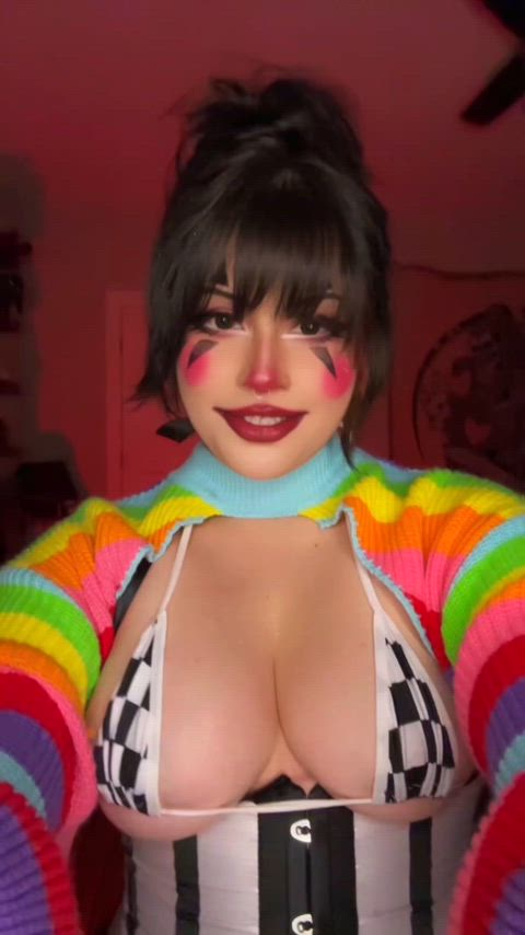 alternative boobs clown girl goth micro bikini tiktok nsfw-cosplay tik-tok gif