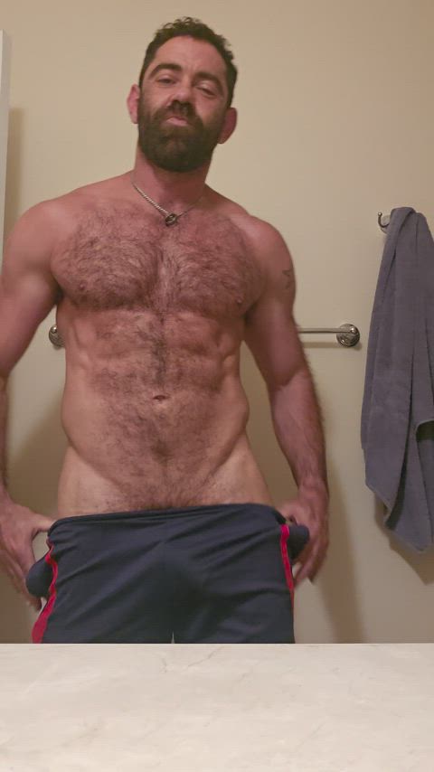 cock gay hairy hairy chest muscles thick cock gif