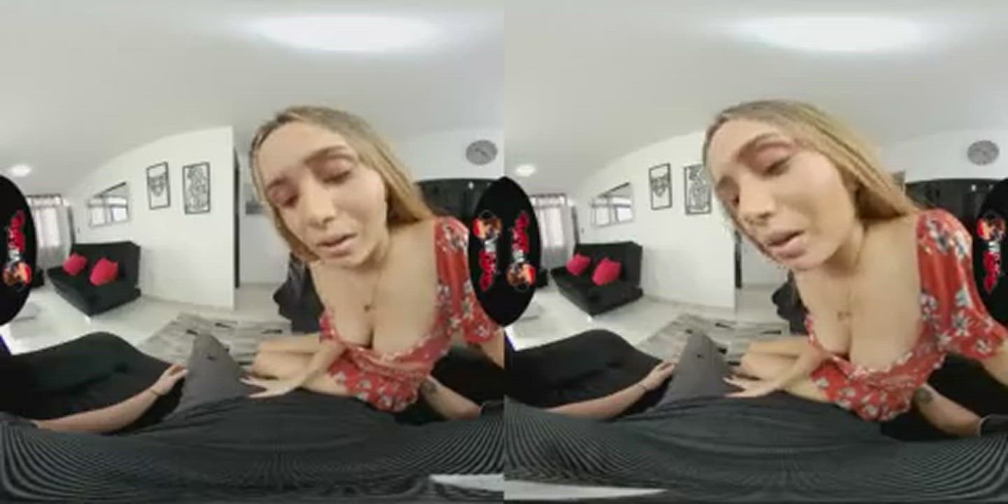 Blonde Blowjob Teen VR gif