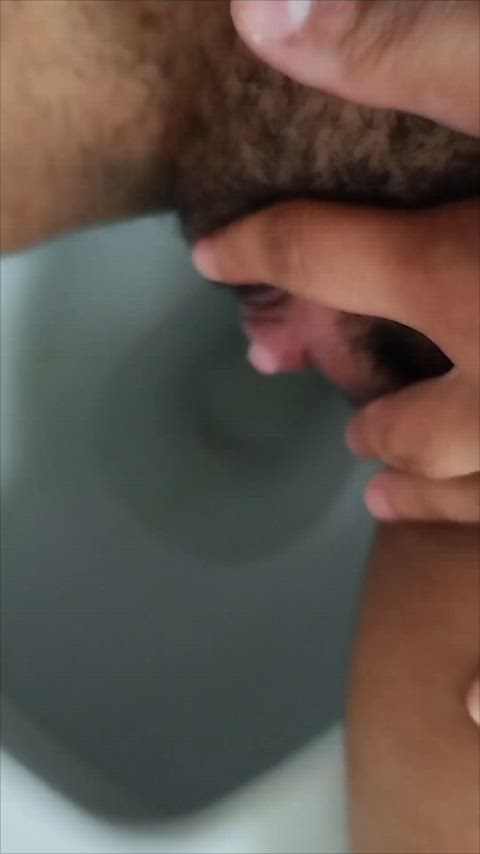 big clit ftm pee peeing piss pissing trans man gif