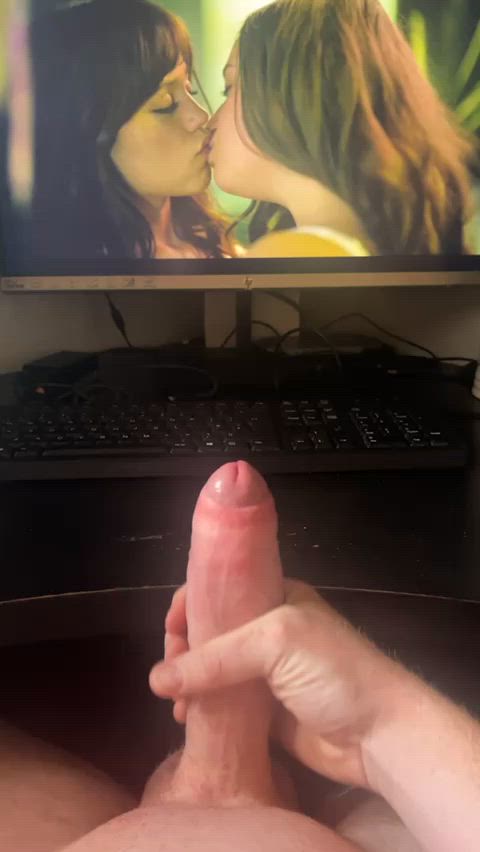 bwc big dick celebrity cum cumshot gooning jerk off kissing lesbian tribute gif