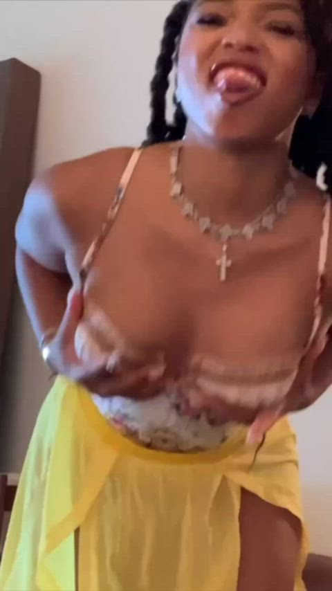 Taunting her boobs slowmo 🫣