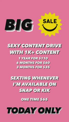BIG SALE!!! DM ME TO GET SETUP WITH SEXY VIDEOS, PICS, AND SEXTING!!! TODAY ONLY