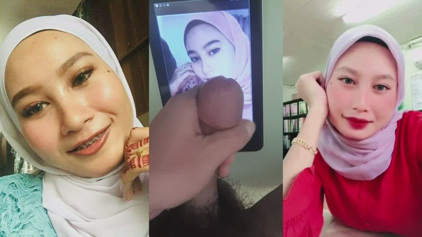 Cumshot Hijab Masturbating gif