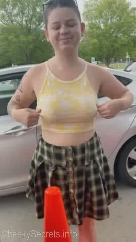amateur flashing girlfriend natural tits public saggy tits tits titty drop voyeur