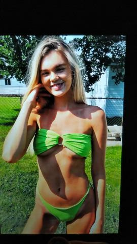 bikini blonde cum cum on tits cumshot facial tribute gif
