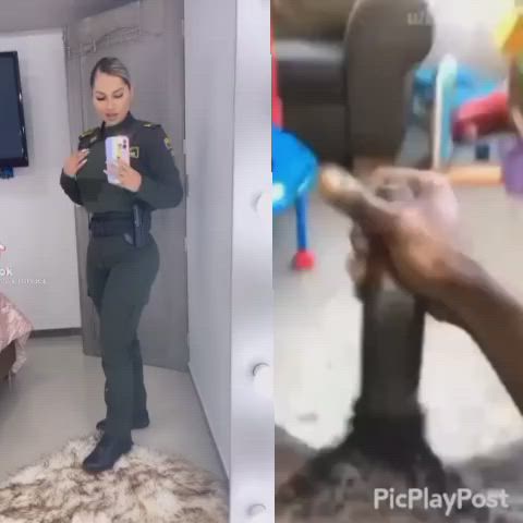 bbc babecock big dick big tits cum cumshot latina milf police gif