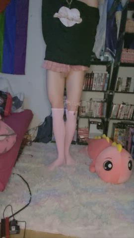 Anime Cock Cute Femboy Skinny Skirt Stockings gif