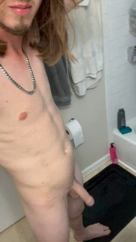 amateur bwc balls big dick cock gay shower solo straight gif
