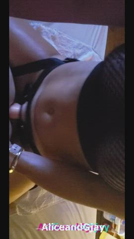 ball worship real couple strap on gif