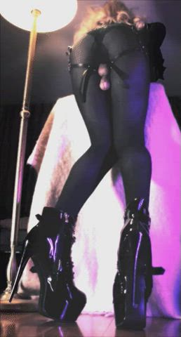 cumshot hands free stockings gif