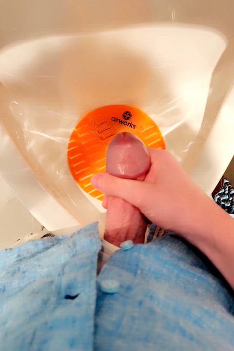 bathroom caught cum cumshot exhibitionist fat cock male masturbation public thick