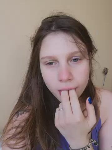 big tits gagging saliva gif