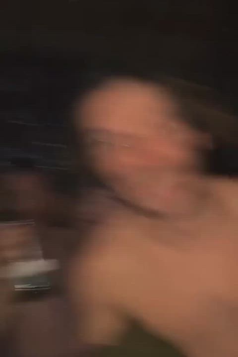 big tits dancing embarrassed outdoor squeezing gif