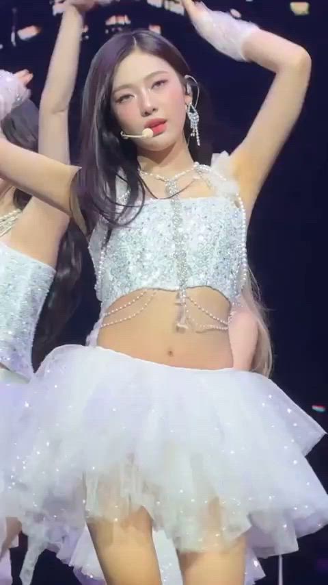 abs armpits asian chinese dancing long hair thighs upskirt kpop gif