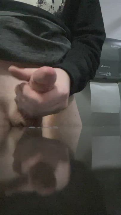 Shooting a thick load at work. Slowmo cumshot 🍆💦