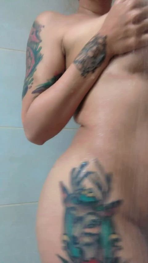 My natural big boobs in the shower