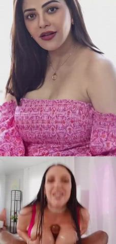 BBC Big Tits Bollywood Celebrity Desi Indian MILF Titty Fuck Vertical gif
